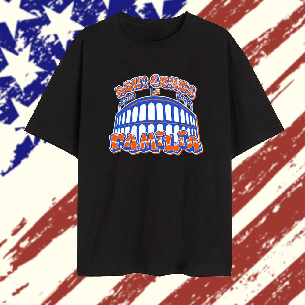 Aqui Somos Familia New York Mets T-Shirt Mets Merch Gifts For Baseball Fans