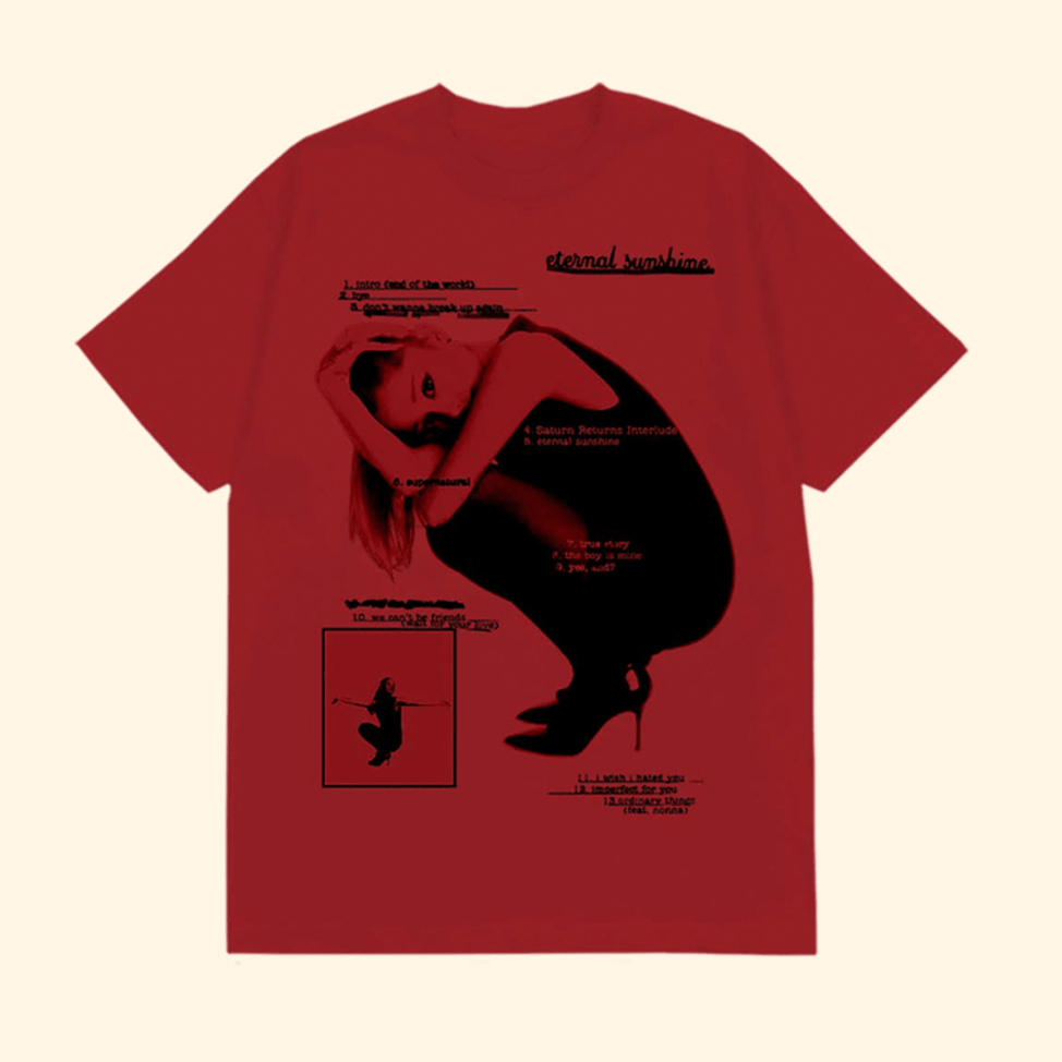 Ariana Eternal Sunshine Tracklist Red T-Shirt Ariana Merch Music Lovers Birthday Gifts For Fans