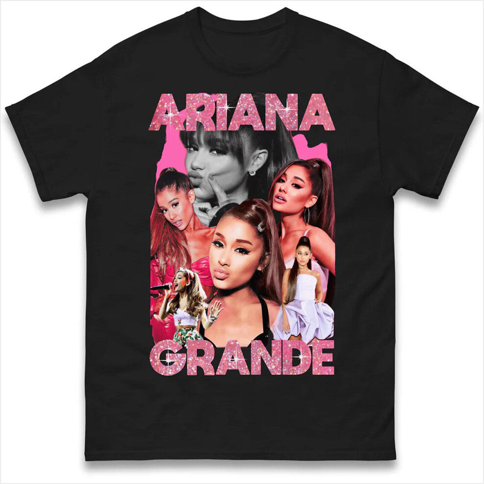 Ariana Grande Pink Sparkle Bootleg T-Shirt Spoofytees Merch Birthday Gift Ideas For Her