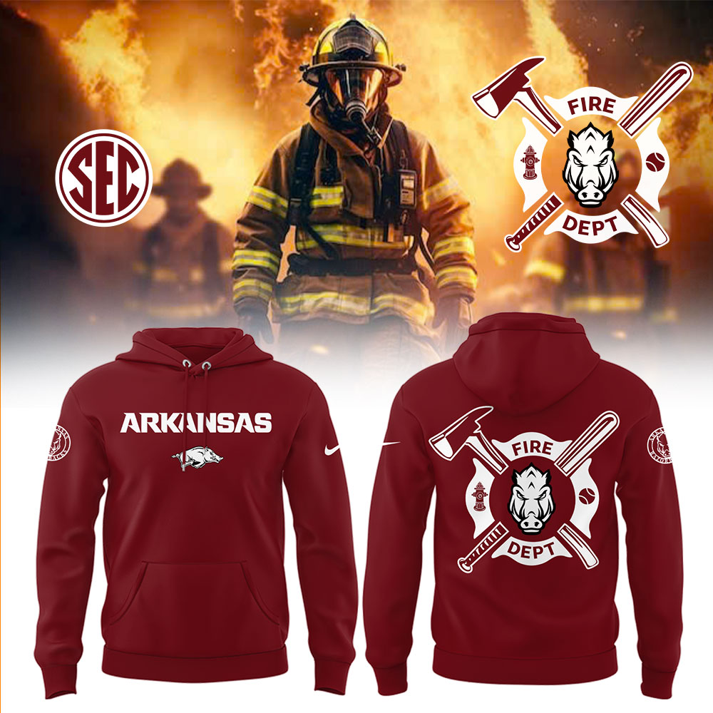Arkansas Baseball x Firefighter Appreciation Night Hoodie Baseball FatherÃ¢â‚¬â„¢s Day Gifts