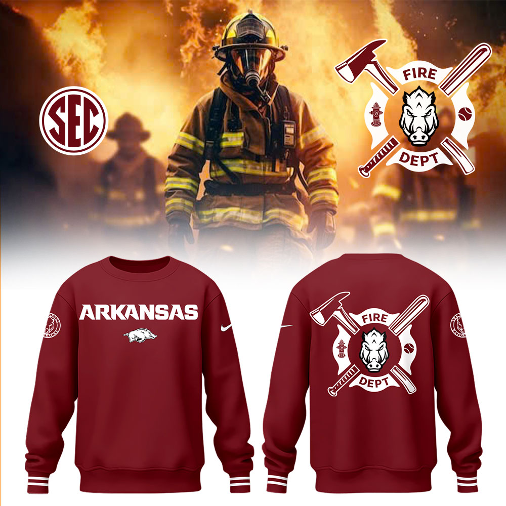 Arkansas Baseball x Firefighter Appreciation Night Sweatshirt Gift Ideas For Baseball Players