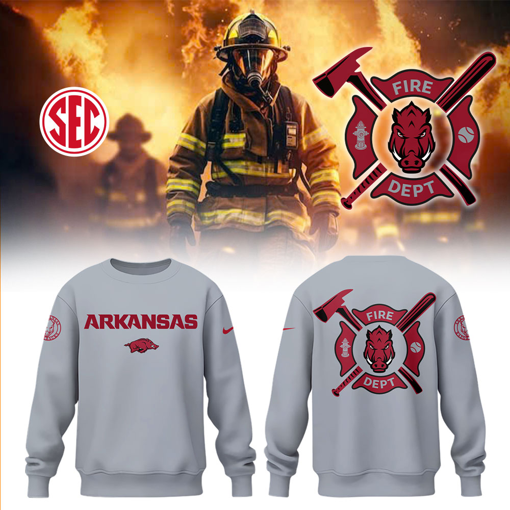 Arkansas Baseball x Firefighter Appreciation Night Sweatshirt Gifts For Baseball Fans