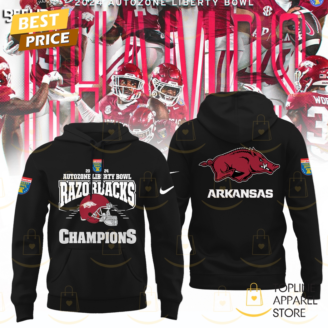 Arkansas Razorback 2024-2025 Autozone Liberty Bowl Champions Hoodie - Black