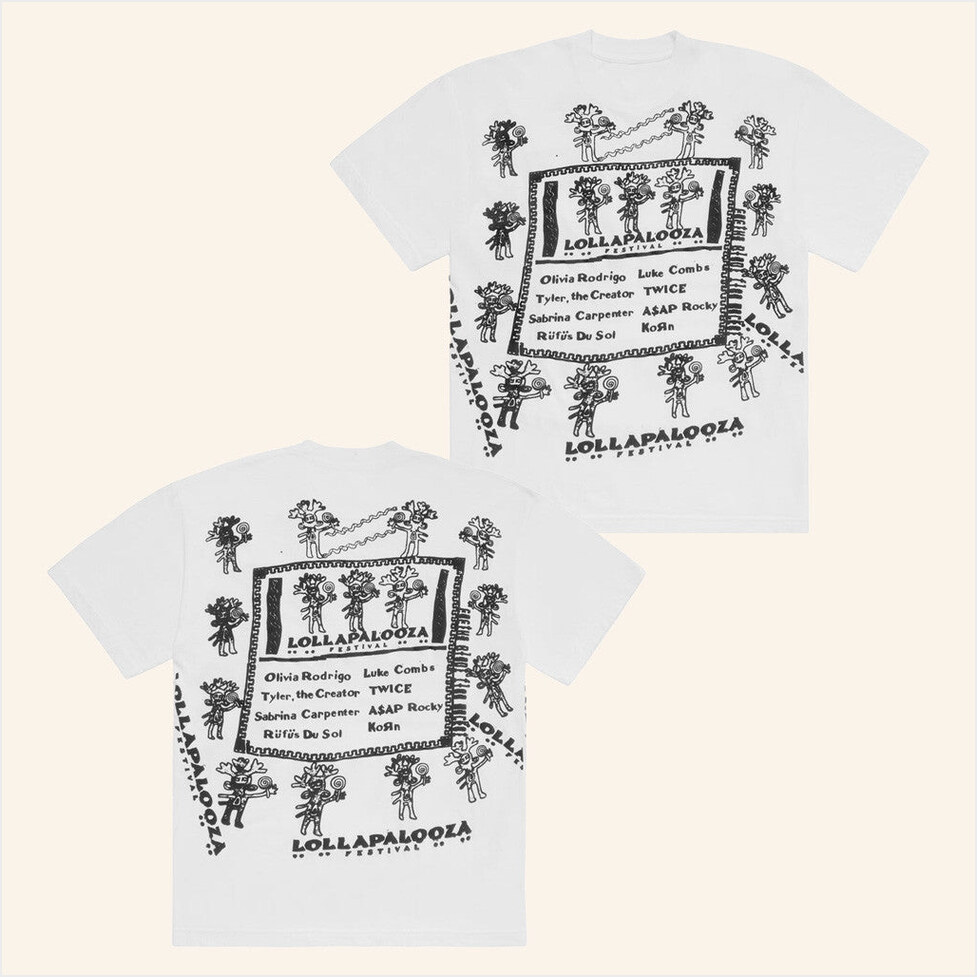 Artist 2025 Lollapalooza x Cactus Plant Flea Market White T-Shirt Lollapalooza Merch