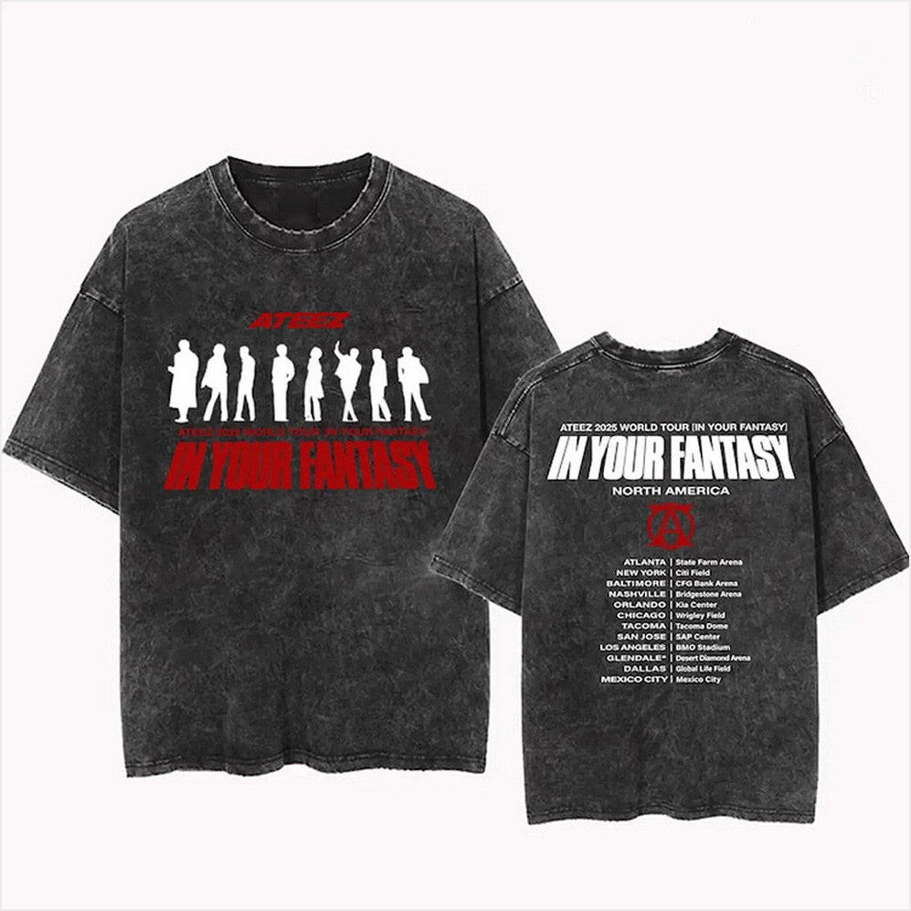 Ateez 2025 World Tour in Your Fantasy North America Tour Wash T-Shirt Ateez Merch Gifts For Daughter