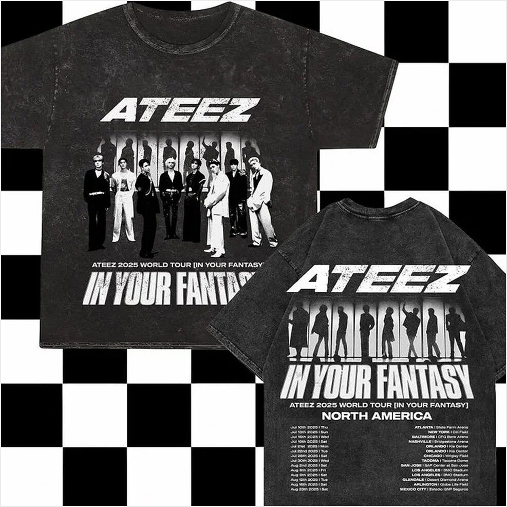 Ateez 2025 World Tour in Your Fantasy North America Washed T-Shirt Ateez Merch Fan Merch