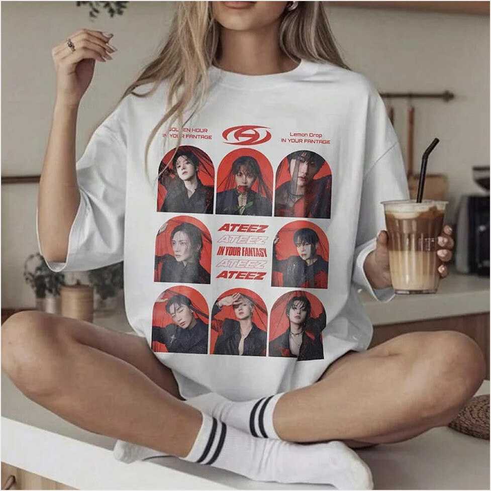 Ateez 2025 World Tour In Your Fantasy X Golden Hour T-Shirt Ateez Merch Gifts For Sister
