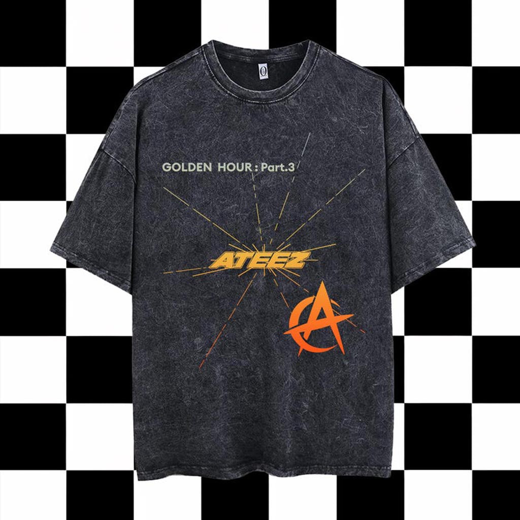 ATEEZ Golden Hour Part 3 Mineral Washed Shirt Retro Ateez 2025 World Tour In Your Fantasy Shirt