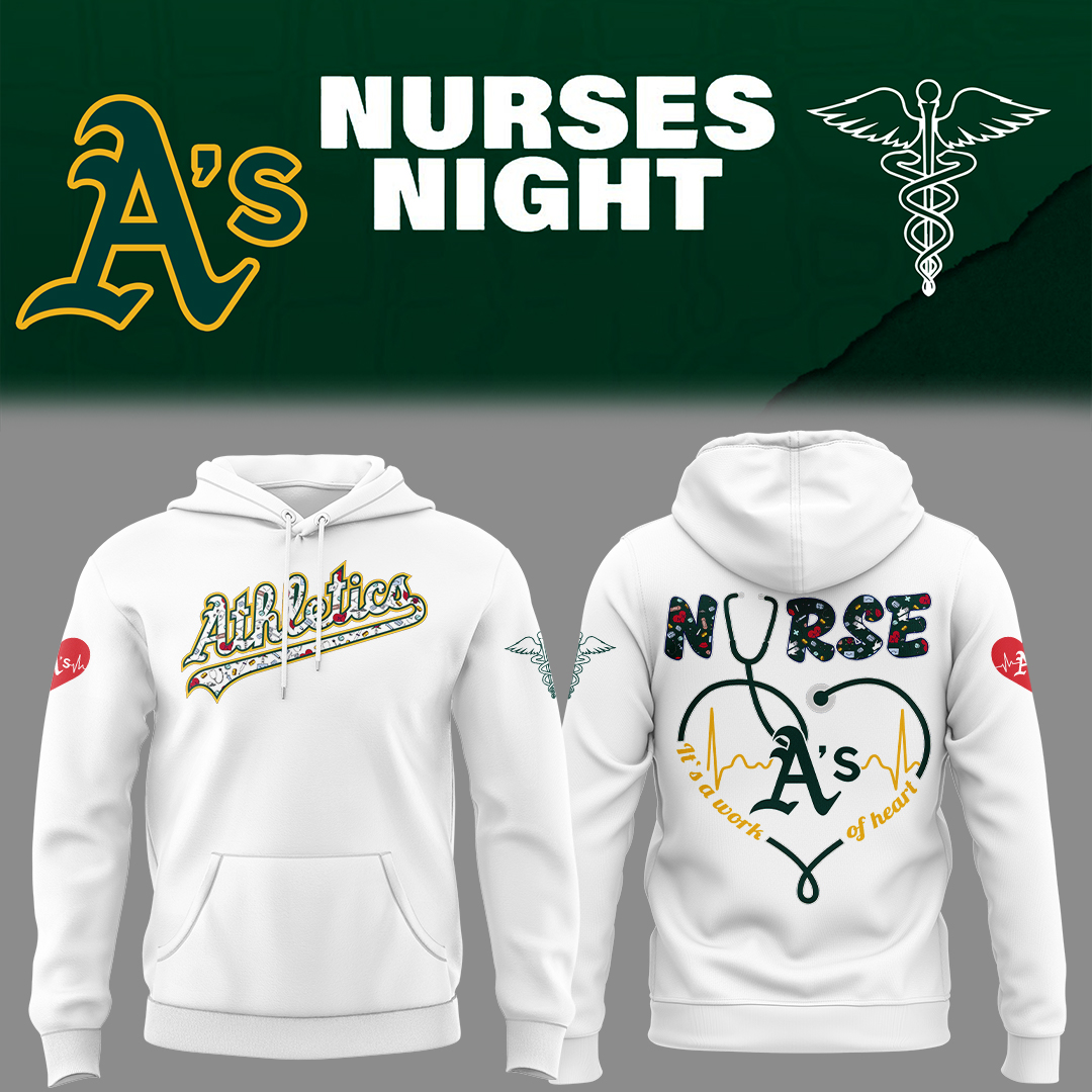Athletics Baseball Nurses Night White Hoodie Gifts For Baseball Players Baseball Fan Gifts
