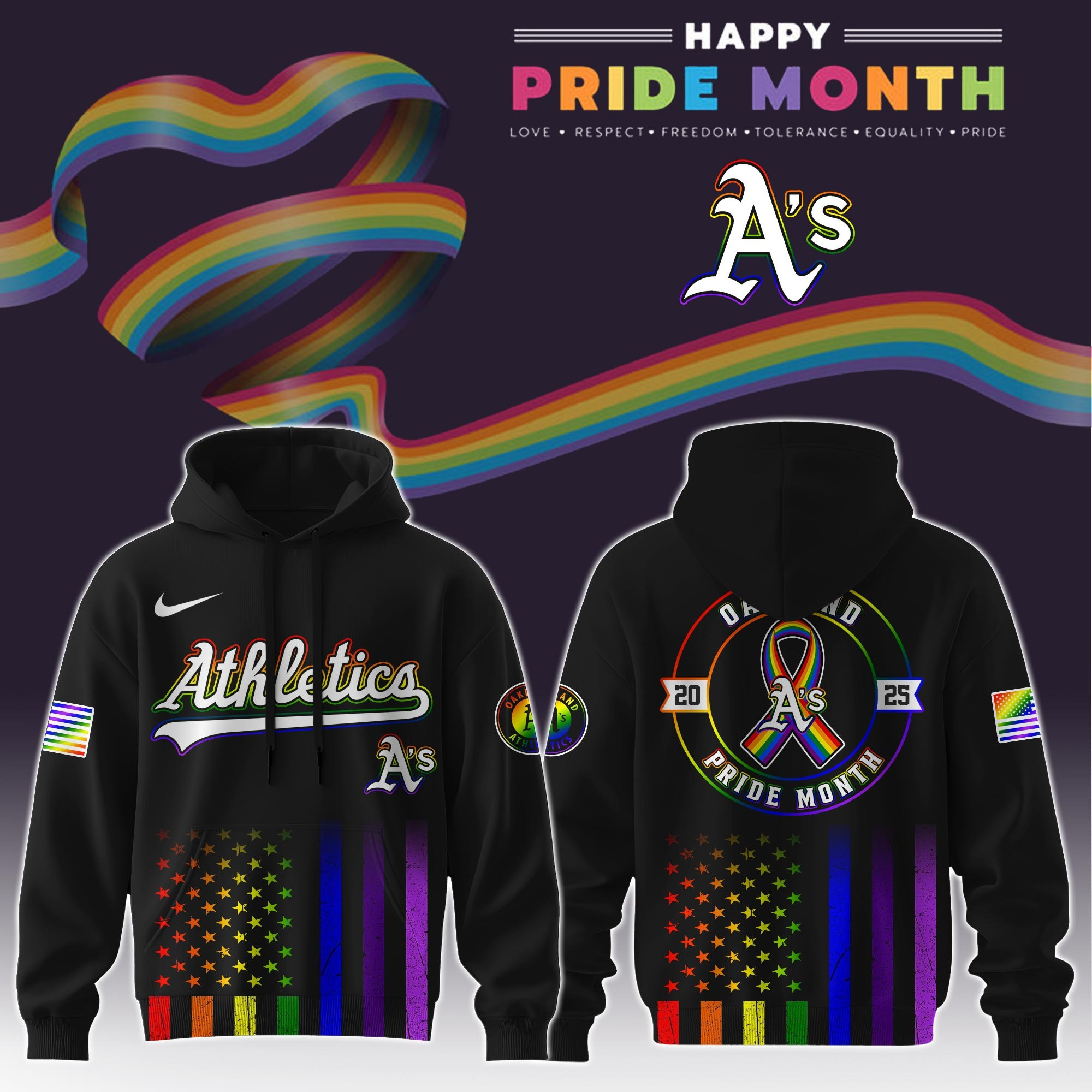 Athletics Special Pride Month  Edition Hoodie Gifts For Baseball Lovers