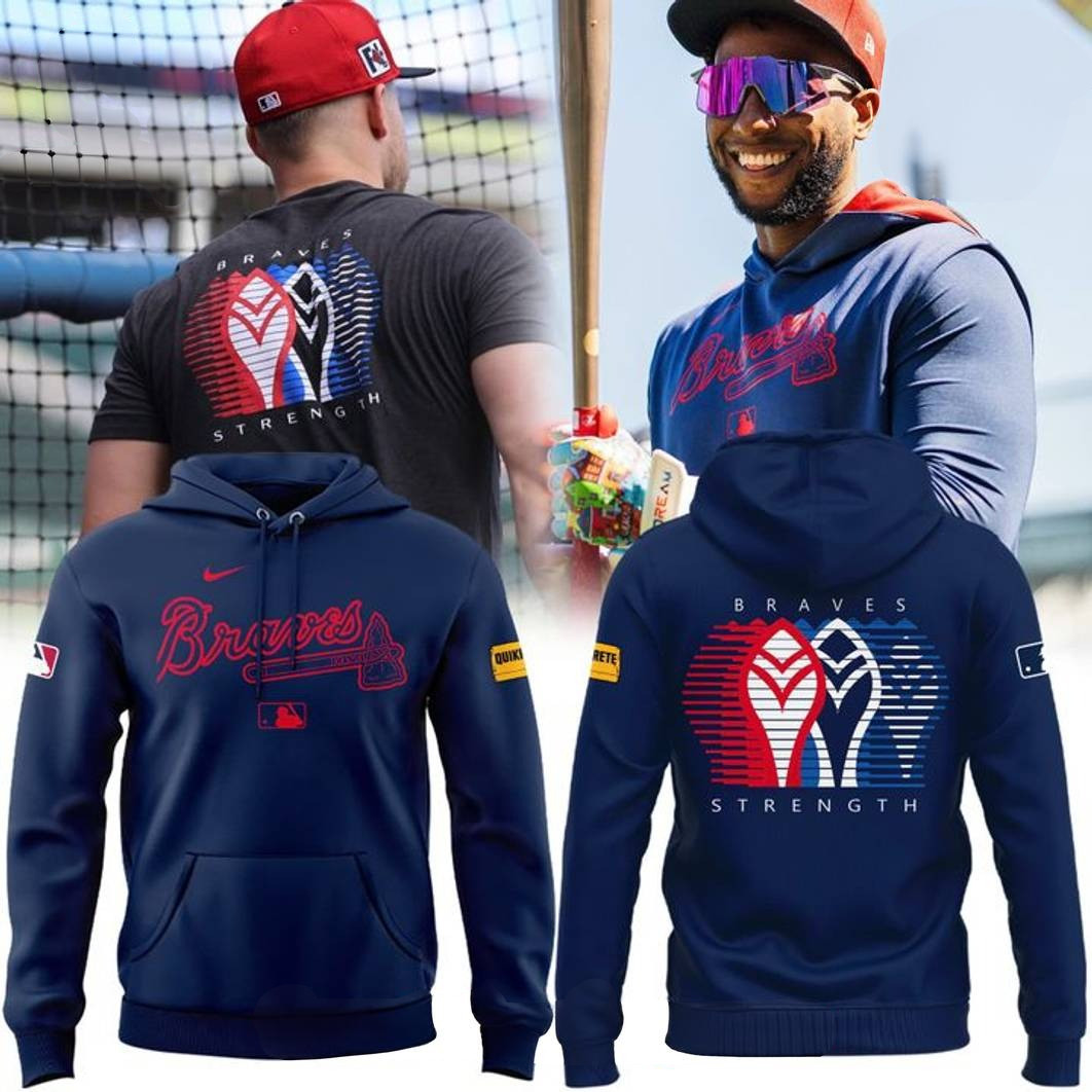 Atlanta Braves Baseball Braves Strength Navy Hoodie Gifts For Baseball Fans
