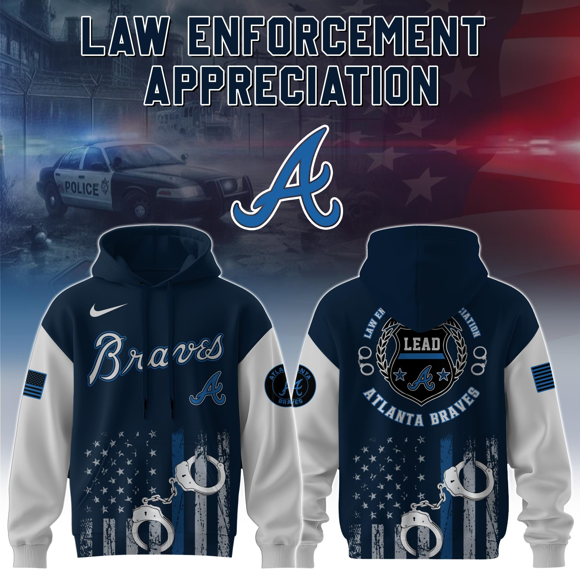 Atlanta Braves MLB x Law Enforcement Appreciation Day Hoodie Gifts For Baseball Lovers