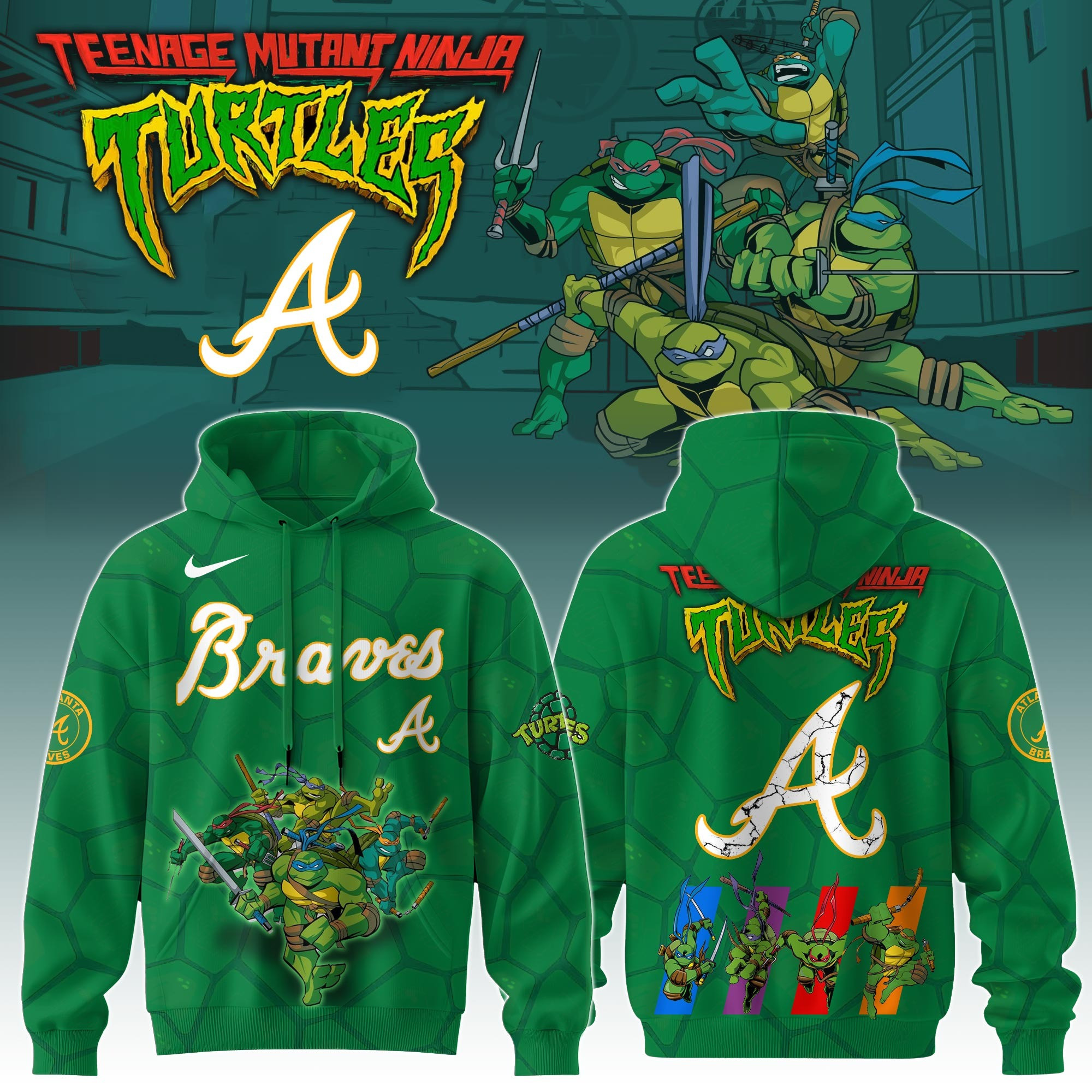 Atlanta Braves MLB X Ninja Turtles Hoodie Baseball Ninja Turtles Lovers Fan Gifts For Him