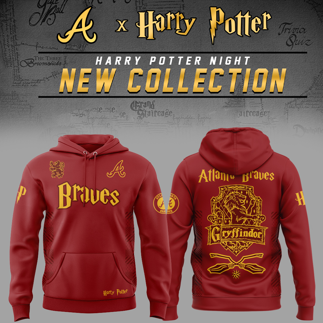 Atlanta Braves x Harry Potter Night Gryffindor House Hoodie Baseball Fan Gifts
