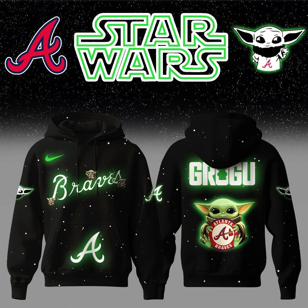 Atlanta Braves x Star Wars Baby Yoda Game Night Hoodie Gifts For Ice Hockey Fans