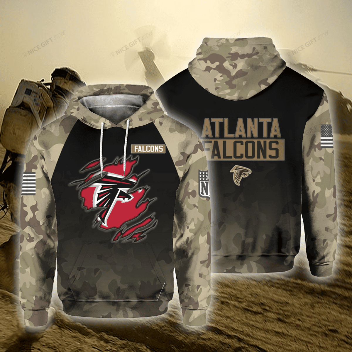 Atlanta Falcons Camouflage NFL Unisex 3D Hoodie Version 150