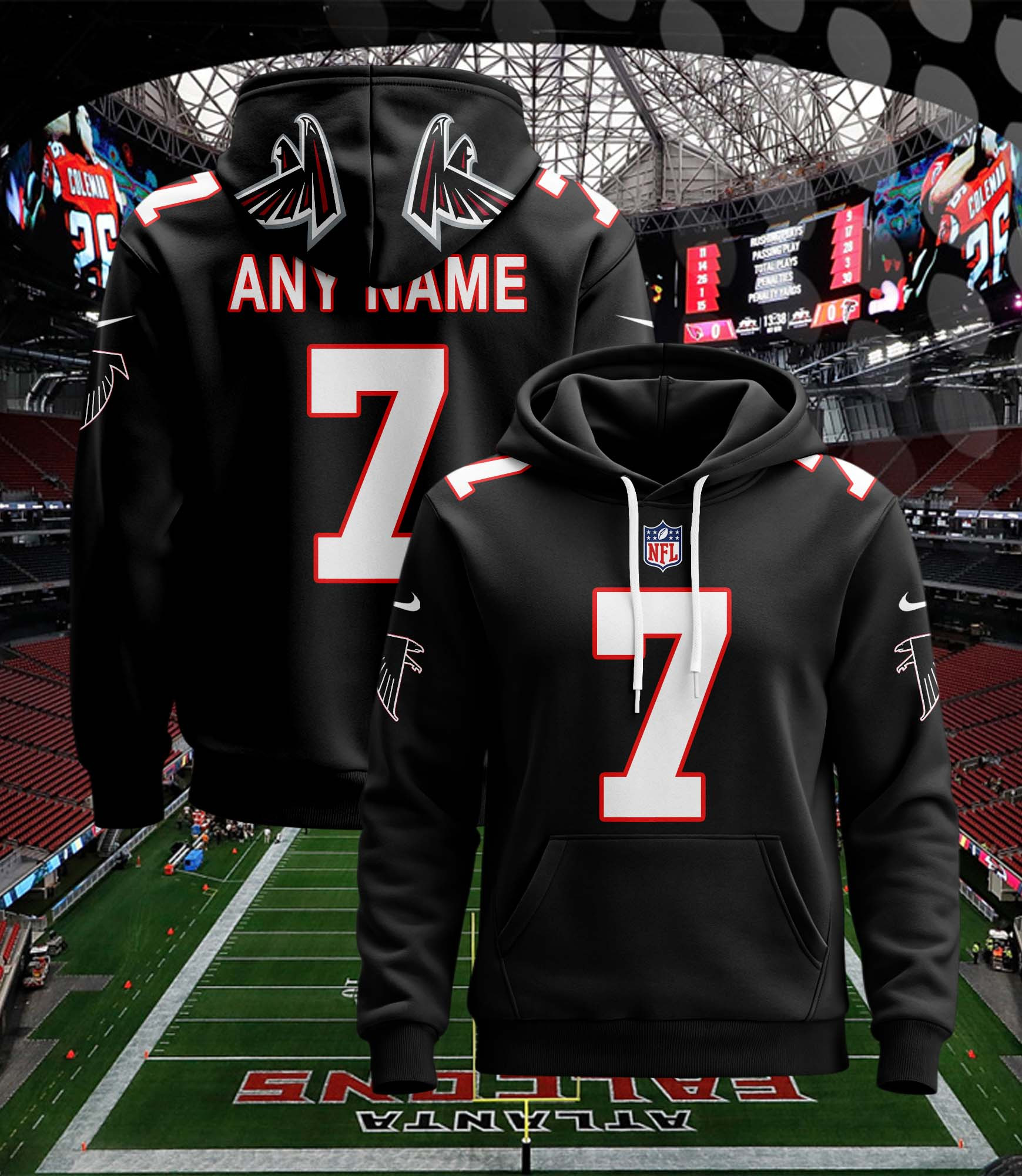 Atlanta Falcons Custom Name And Number 3D Hoodie Version 172