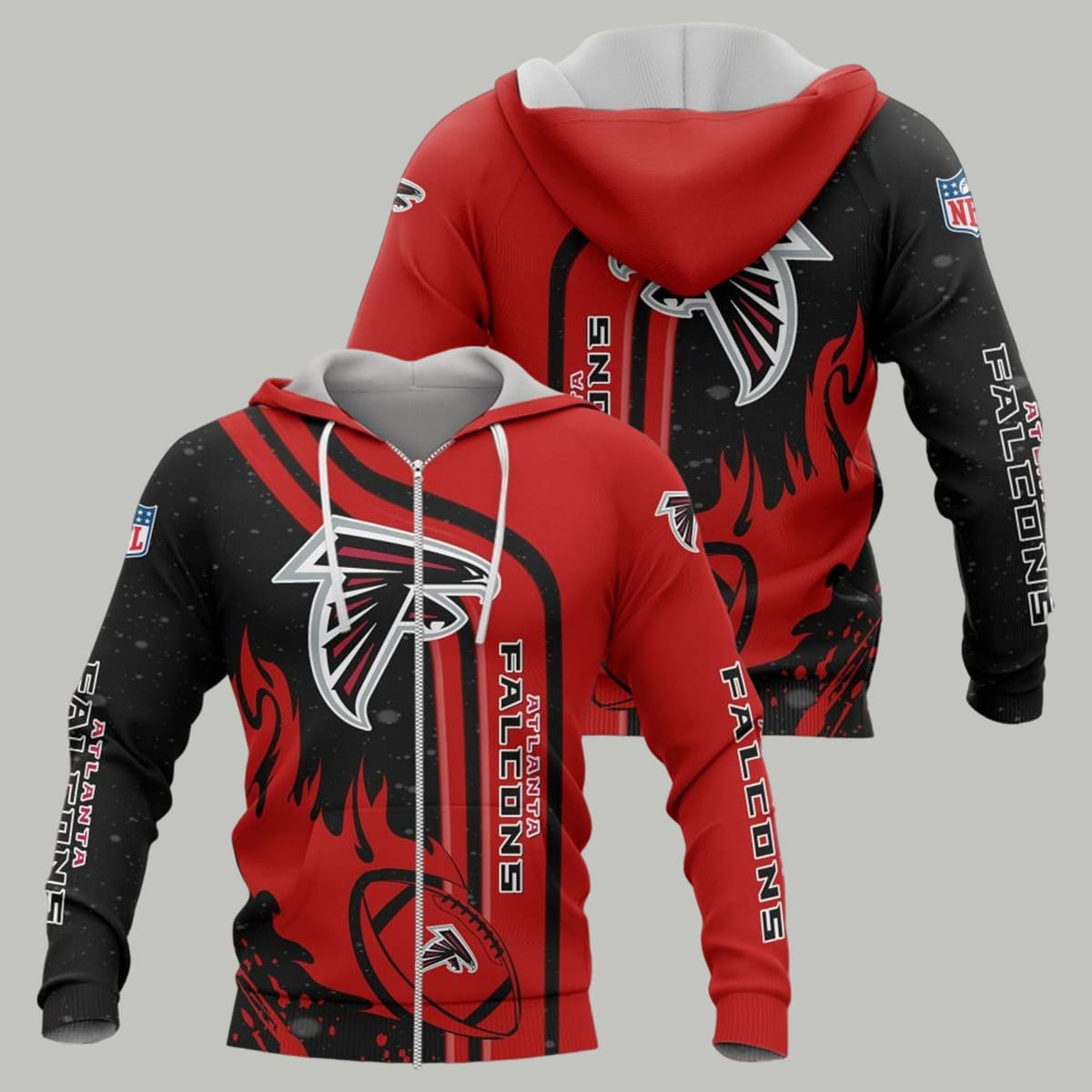 Atlanta Falcons Football Zip Personalized 3D printed Sweatshirt Hoodie Zipped Hoodie