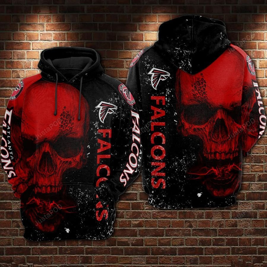 Atlanta Falcons NFL Football Skull Red Hoodie  Zip Hoodie