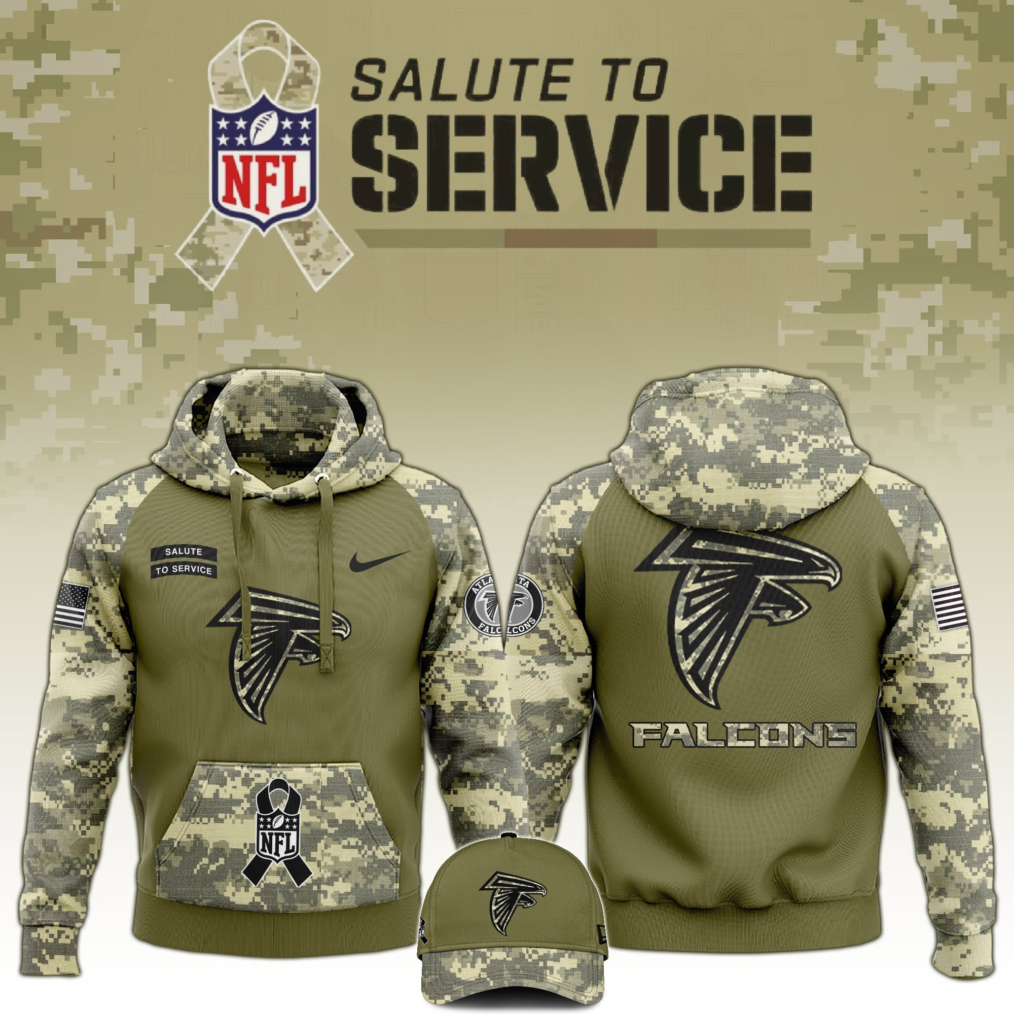 Atlanta Falcons Salute to Service Club  Edition Camo Hoodie Gift For Falcons Fans