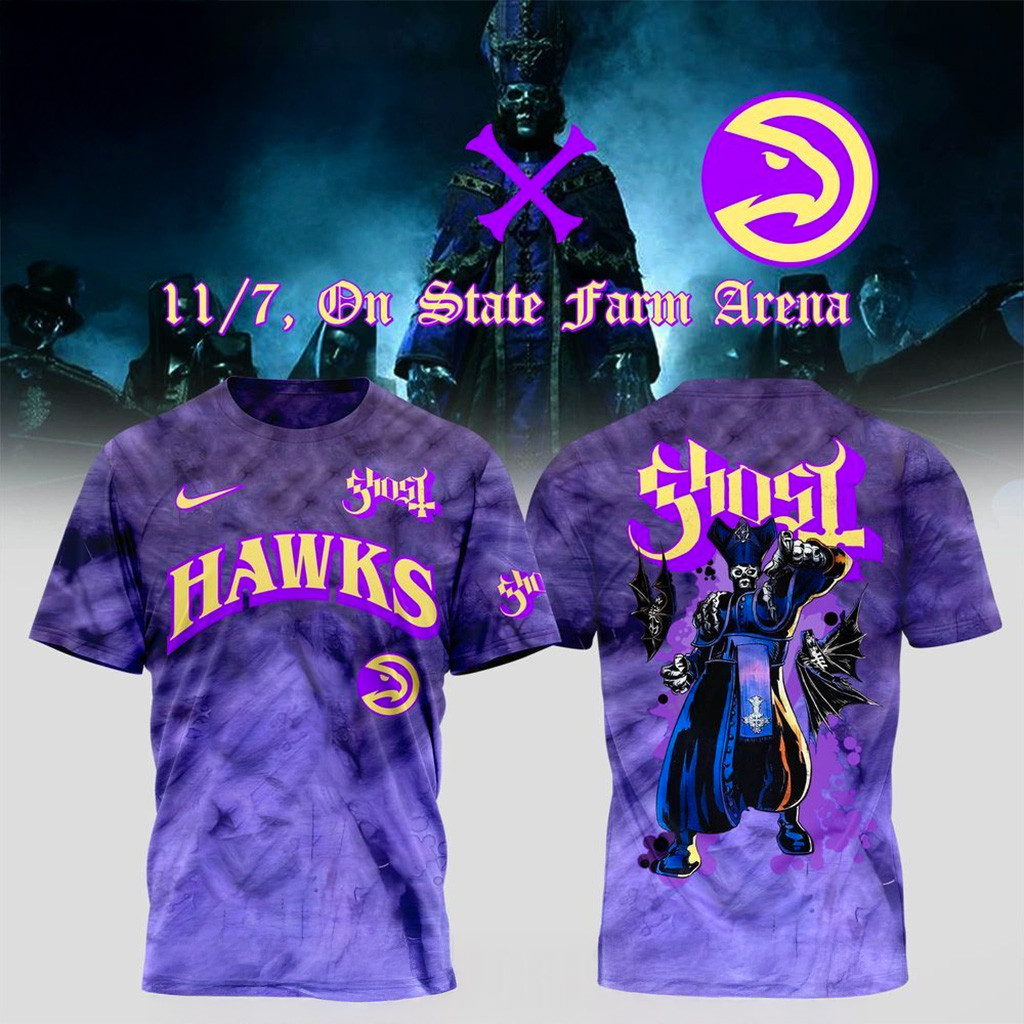 Atlanta Hawks X Ghost Band World Tour 2025 T-Shirt Atlanta Hawks Merch Gifts For Husband