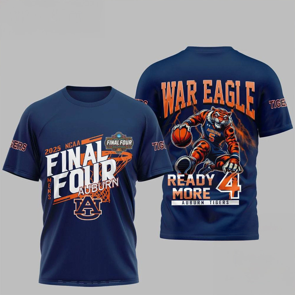 Auburn Tigers 2025 NCAA Final Four Mascot Shirt Auburn Tigers Merch Presents For Football Fans