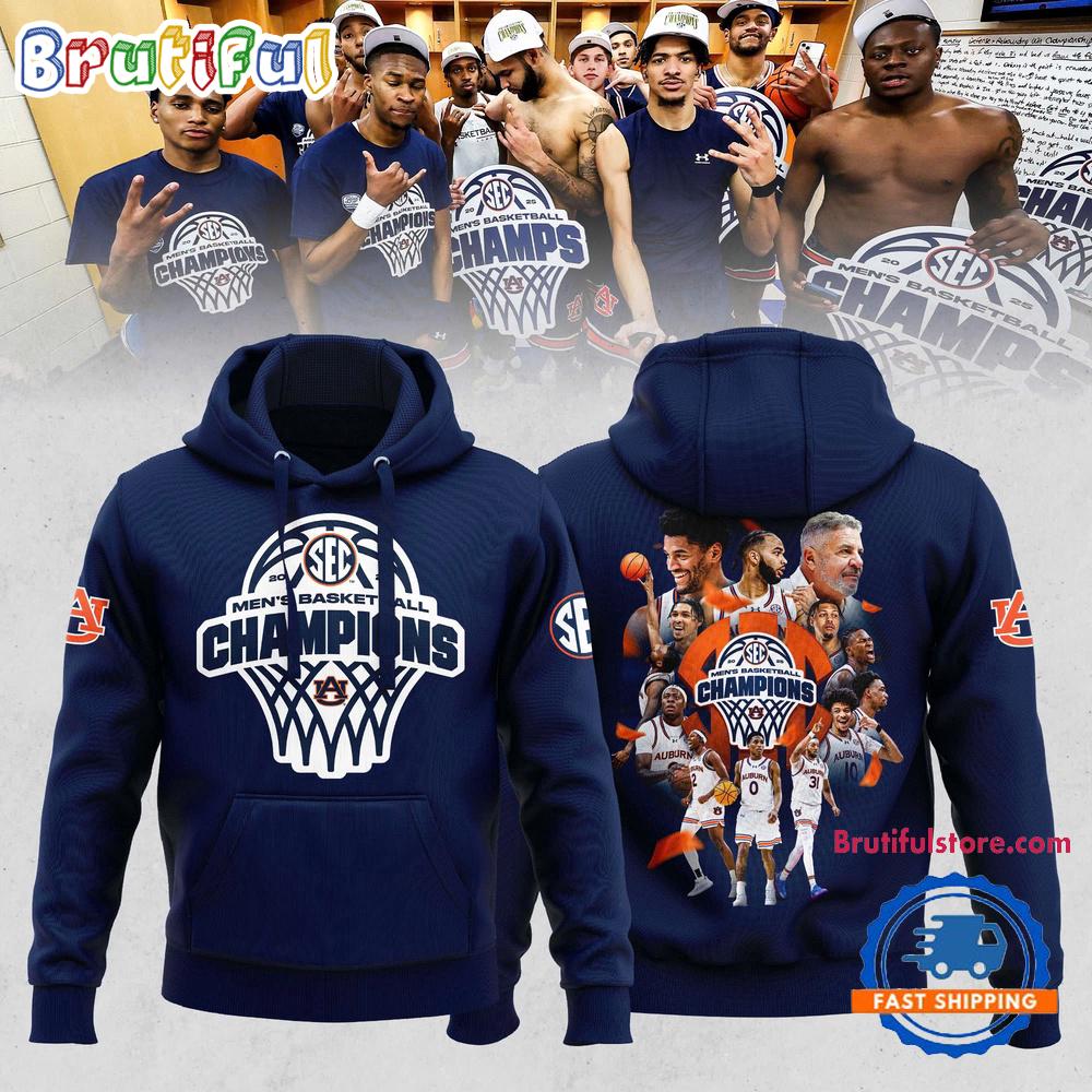 Auburn Tigers 2025 SEC Mens Basketball Regular Season Champions Team Player Graphics Hoodie