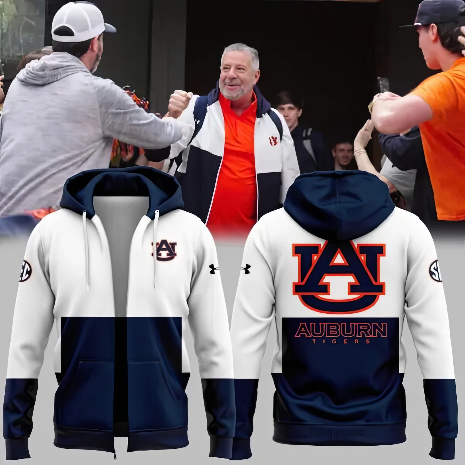 Auburn Tigers Basketball Coach Bruce Pearl Zip Hoodie Best Gifts For Auburn Fans