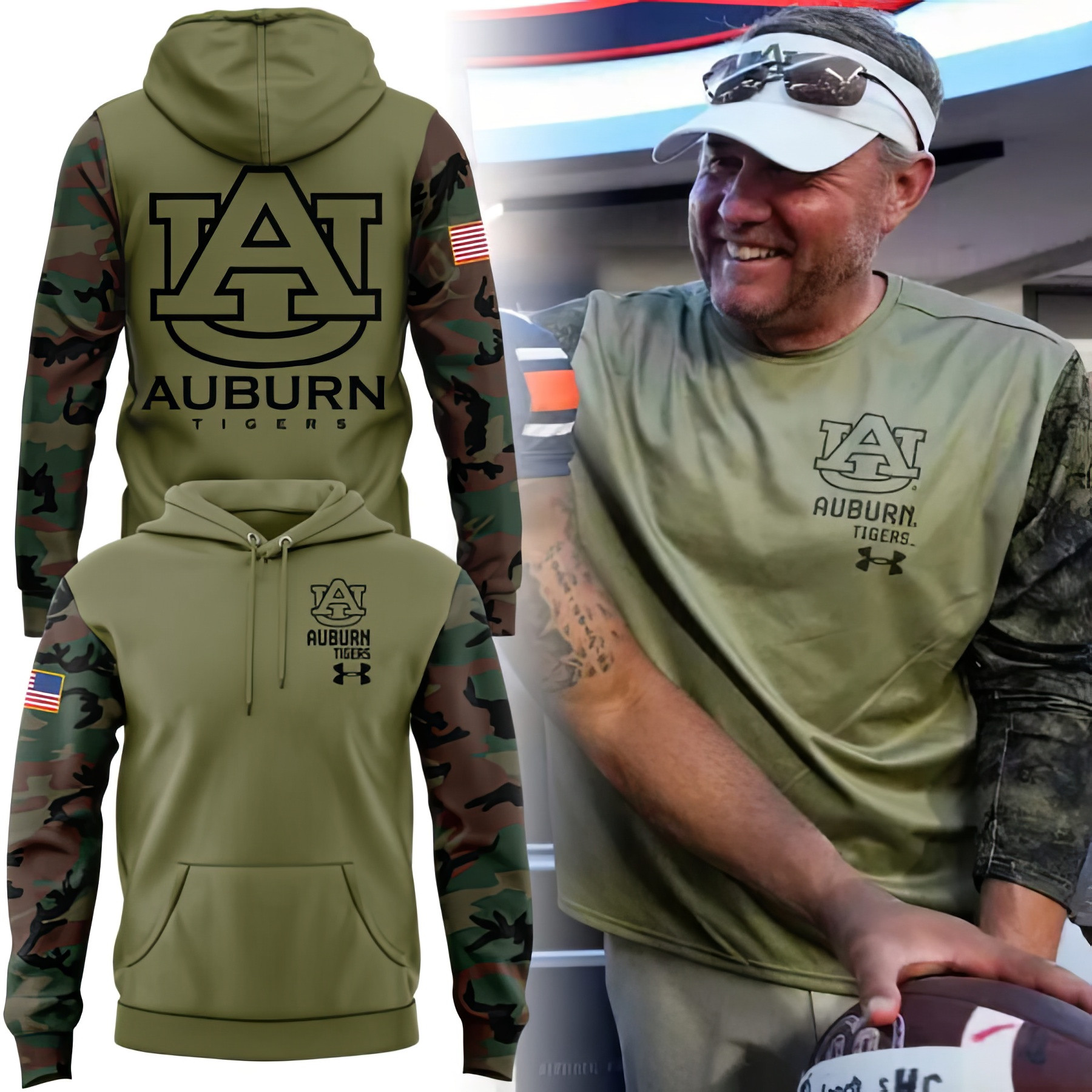 Auburn Tigers Basketball Veteran Hoodie Camo Print Gifts For Auburn Fans