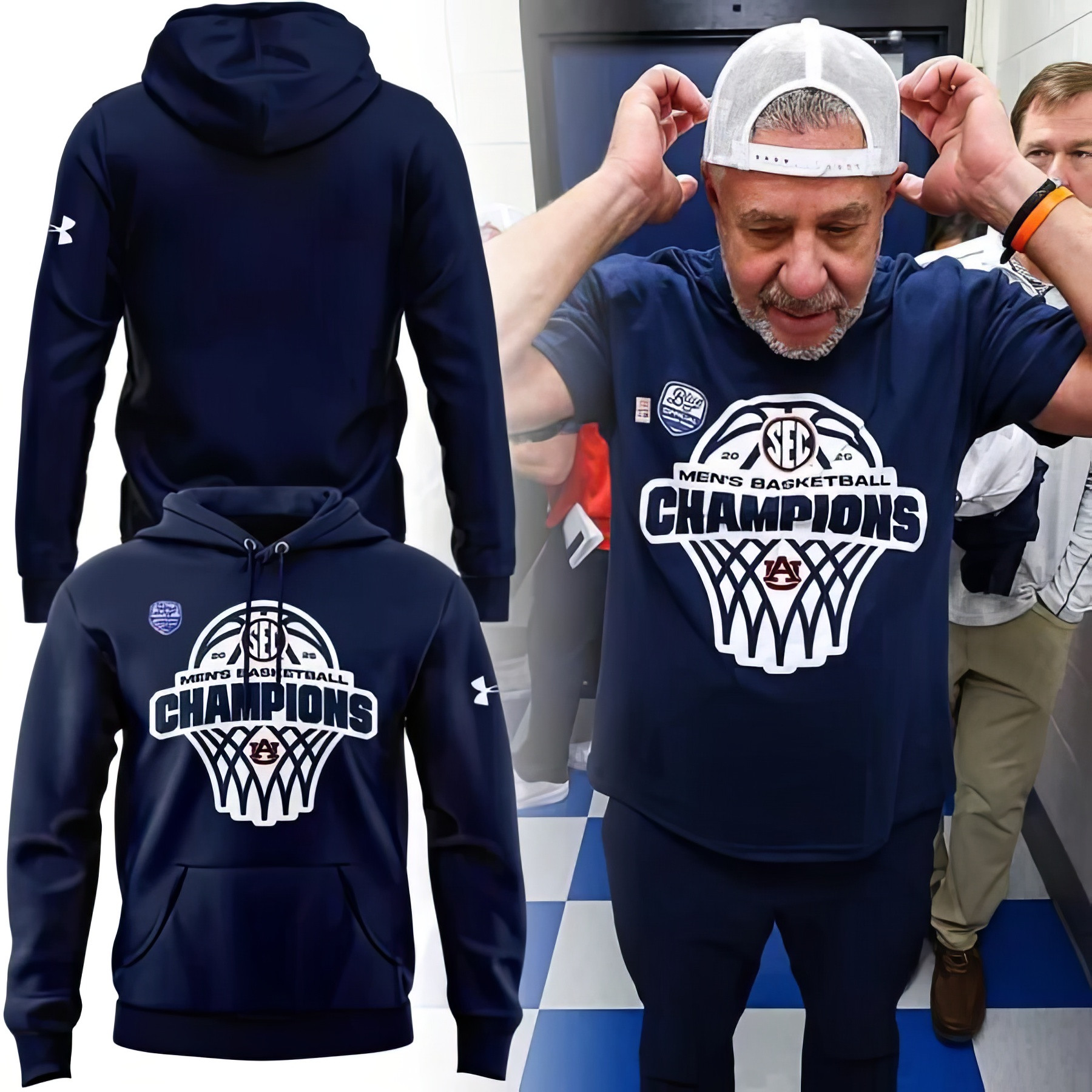 Auburn Tigers MenÃ¢â‚¬â„¢s Basketball SEC Champions Hoodie 2025 Auburn Championship Fan Merch