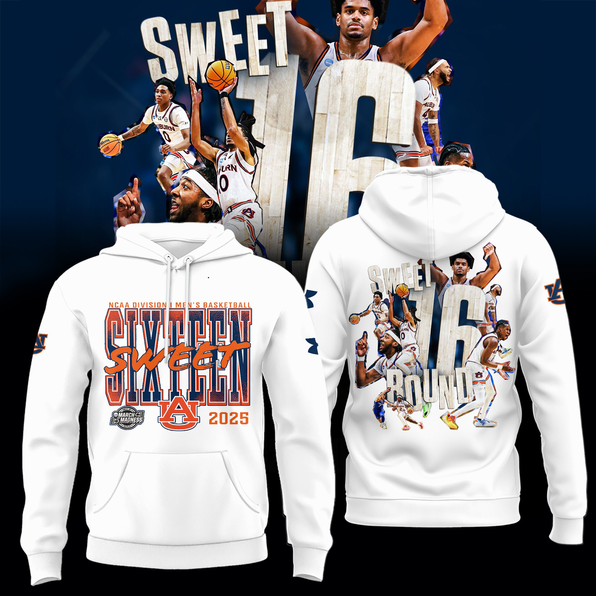Auburn Tigers NCAA MenÃ¢â‚¬â„¢s Basketball March Madness Sweet 16 Hoodie 2025 Merchandise