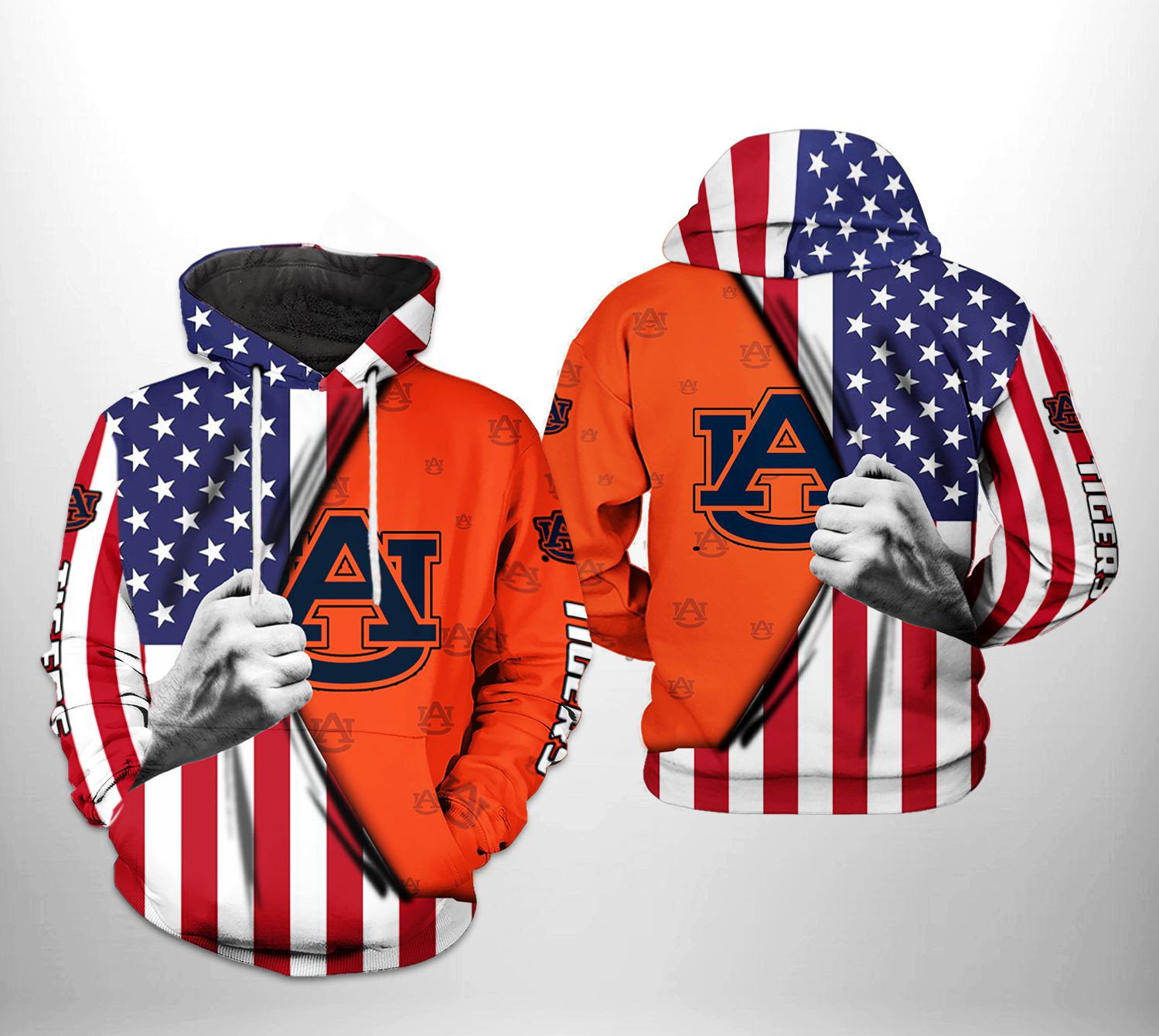 Auburn Tigers NCAA US FLag Hoodie  Zip Hoodie Version 2913