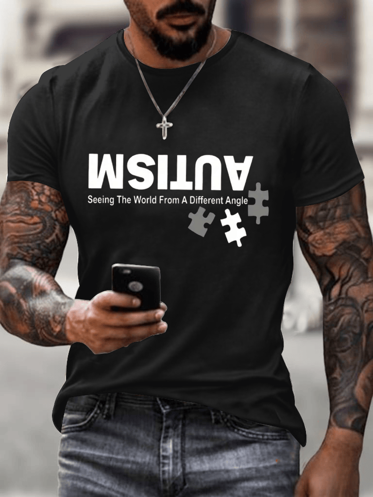 Autism Awareness Upside Down Shirt Autism T-Shirt Fathers Day Gifts