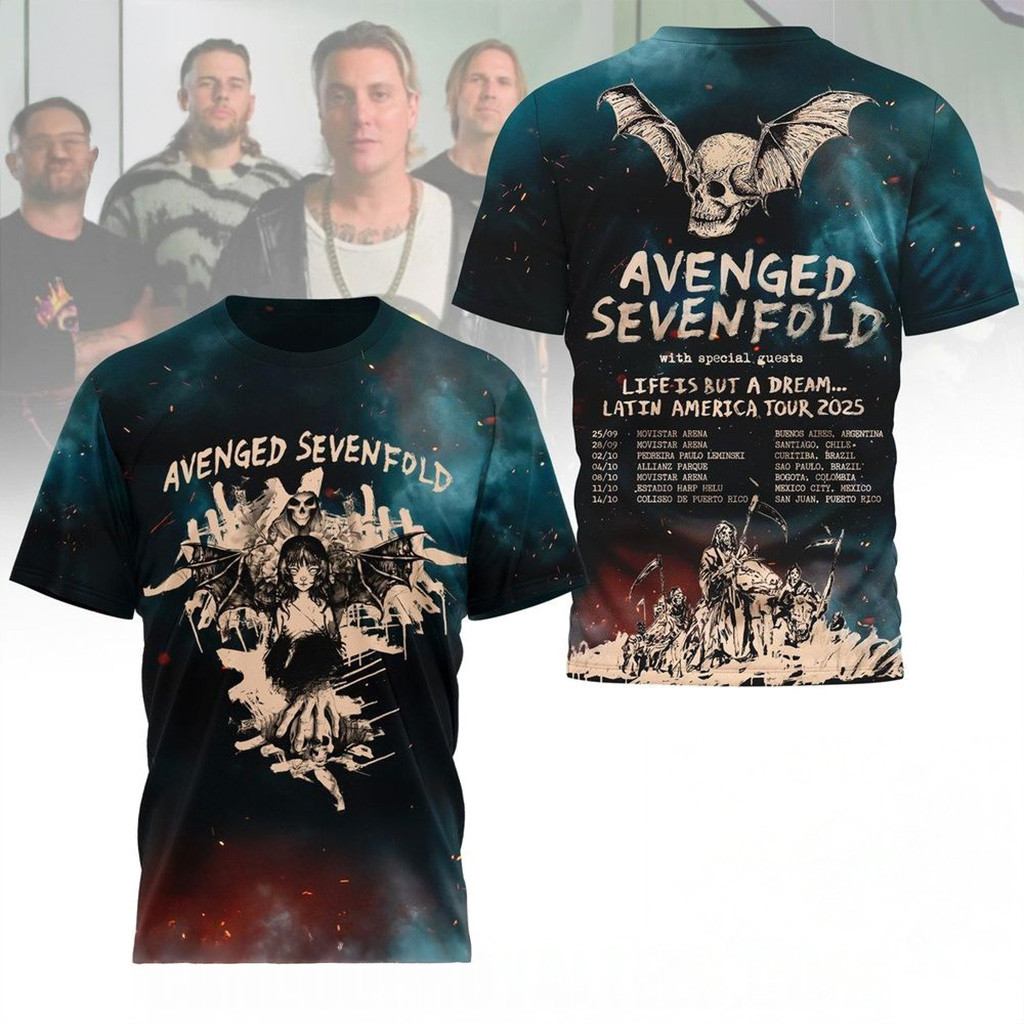 Avenged Sevenfold Latin America Tour 2025 T-Shirt Fan Merch Gifts For Music Lovers