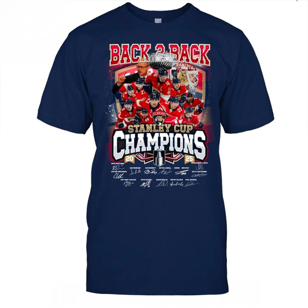 Back 2 Back Stanley Cup Champions 2025 Florida Panthers T-Shirt Gifts For Hockey Fan