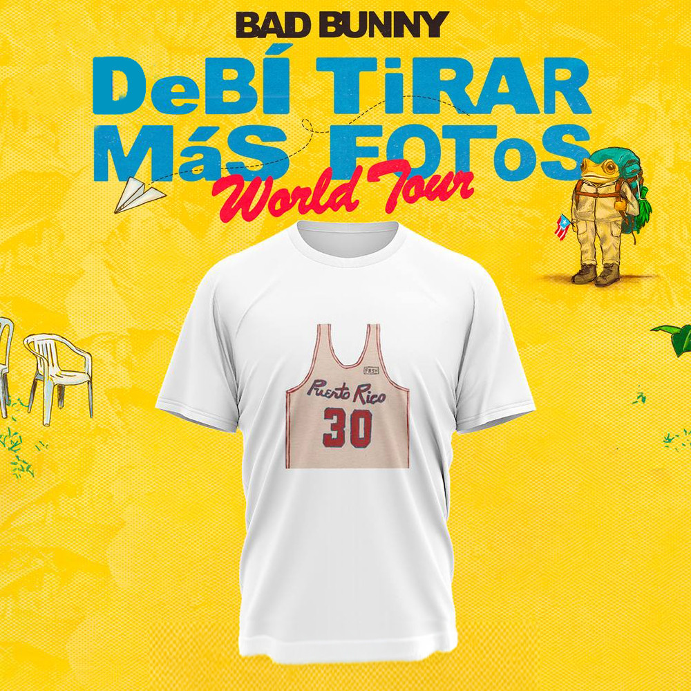 Bad Bunny DeB TiRAR MS FOToS Puerto Rico Jersey White T-Shirt Present For Husband