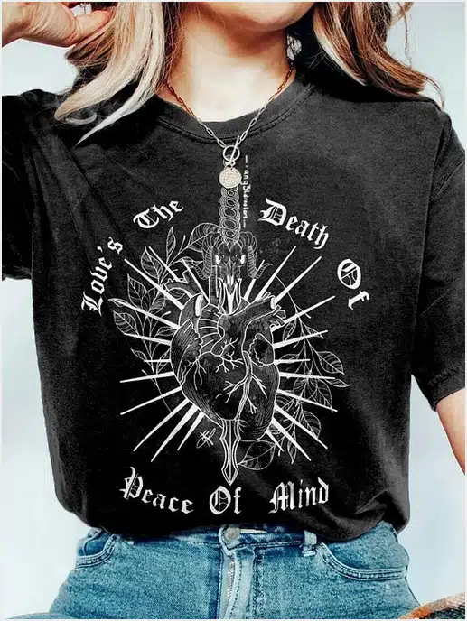 Bad Omens Shirt Loves The Death Of Peace Of Mind Wash T-Shirt Rock Band Art Clothing
