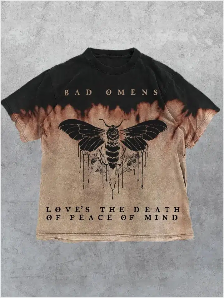 Bad Omens Shirt Rock Band Inspired Moth Art T-Shirt Loves The Death Od Peace Of Mind