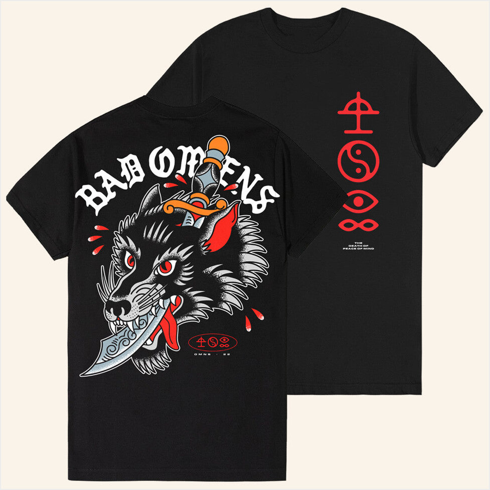 Bad Omens Wolf Dagger T-Shirt Bad Omens Merch Birthday Gifts For Dudes Gifts For Besties