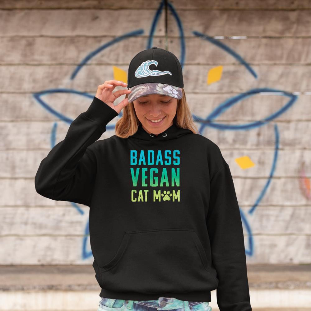 Badass Vegan Cat Mom Shirt  Cute Vegan Shirt for Cat Lovers