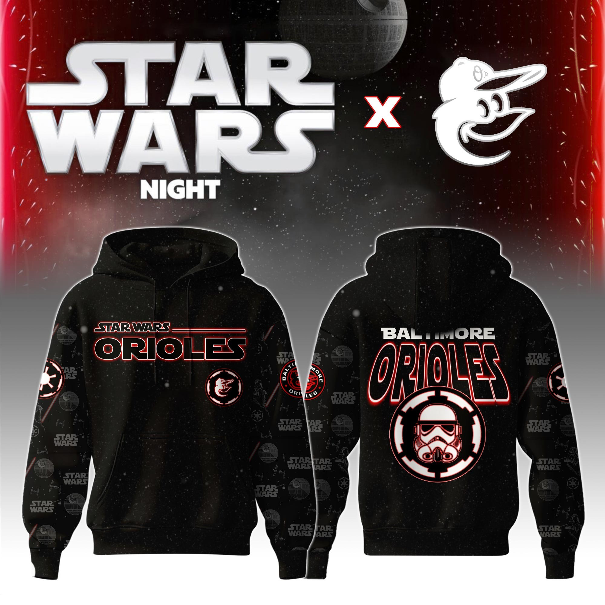 Baltimore Orioles MLB x Star War Night Hoodie 2025 Best Gifts For Baseball Lovers