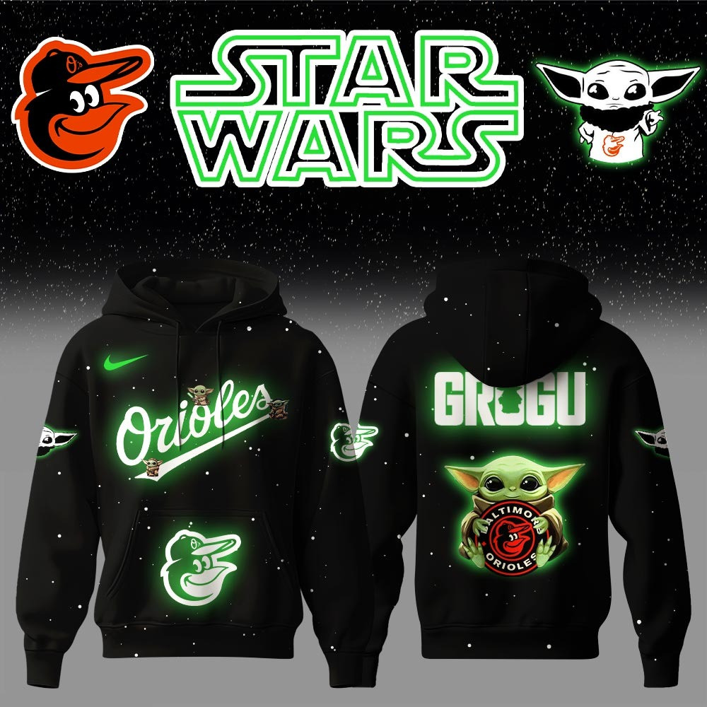 Baltimore Orioles x Star Wars Baby Yoda Game Night Hoodie Baseball Player Gift Ideas
