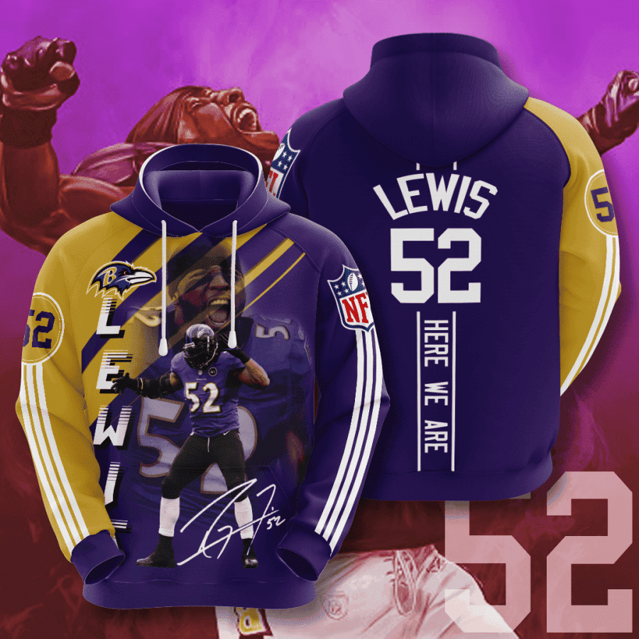 Baltimore Ravens 52 Lewis NFL Football Team Hoodie