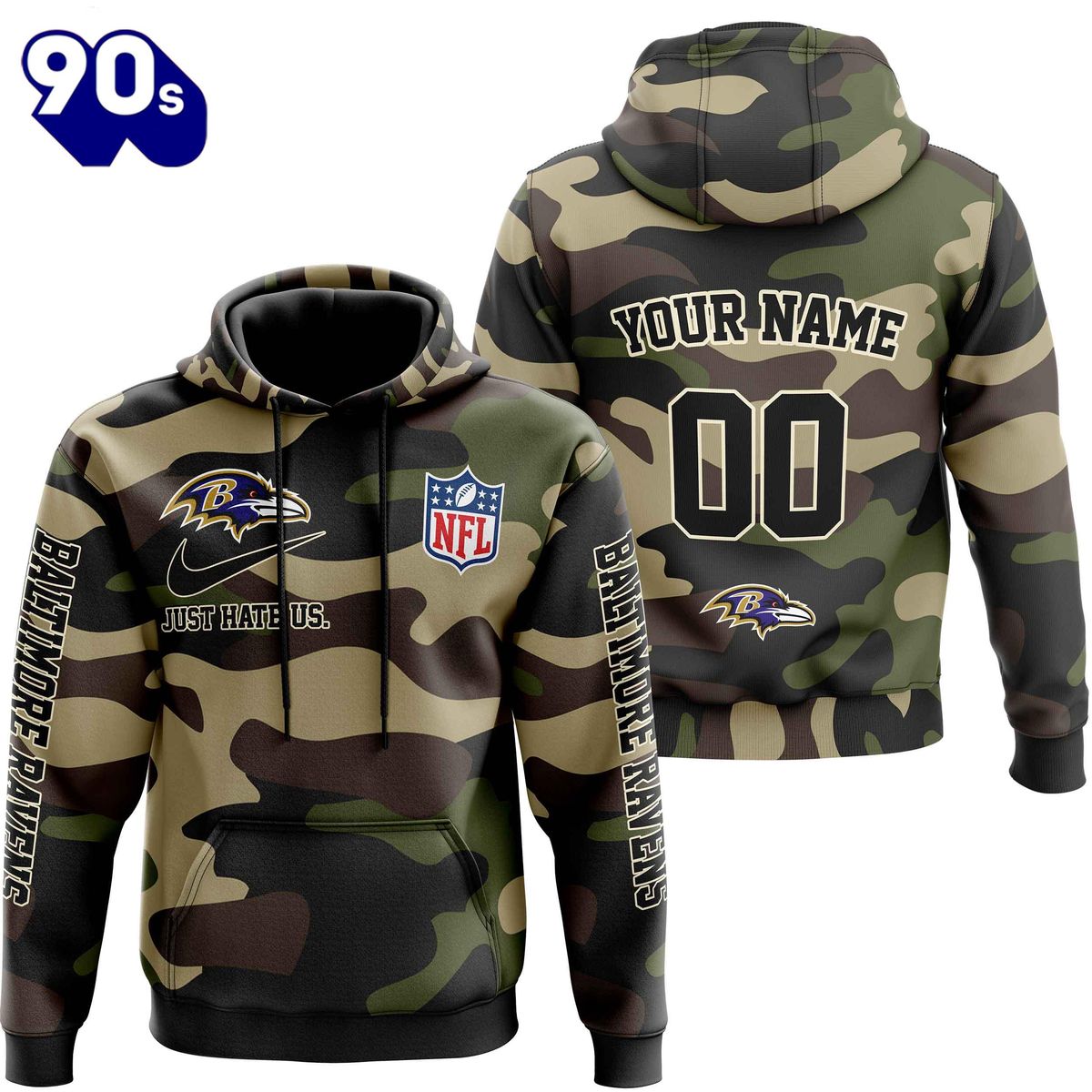 Baltimore Ravens Army Camoo NFL Football Team Hoodie