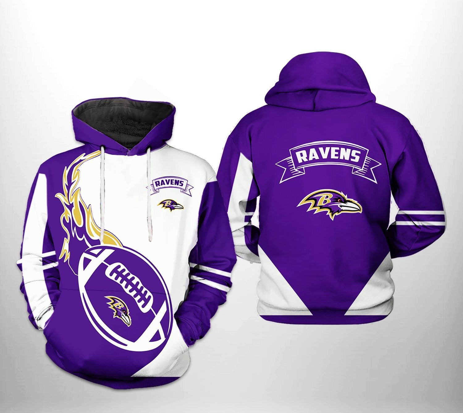 Baltimore Ravens Ball Fire v1 NFL Football Team Hoodie