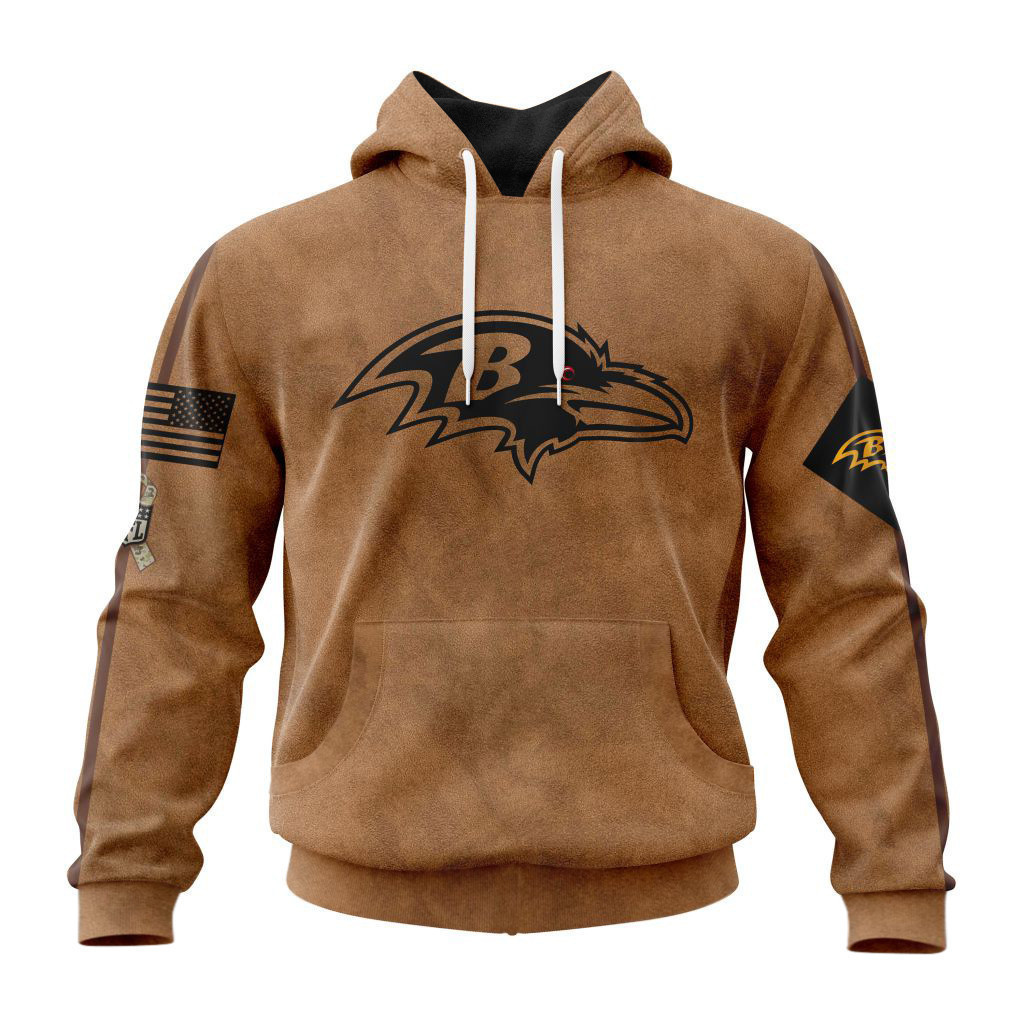 Baltimore Ravens Basic Brown NFL 3D Hoodie
