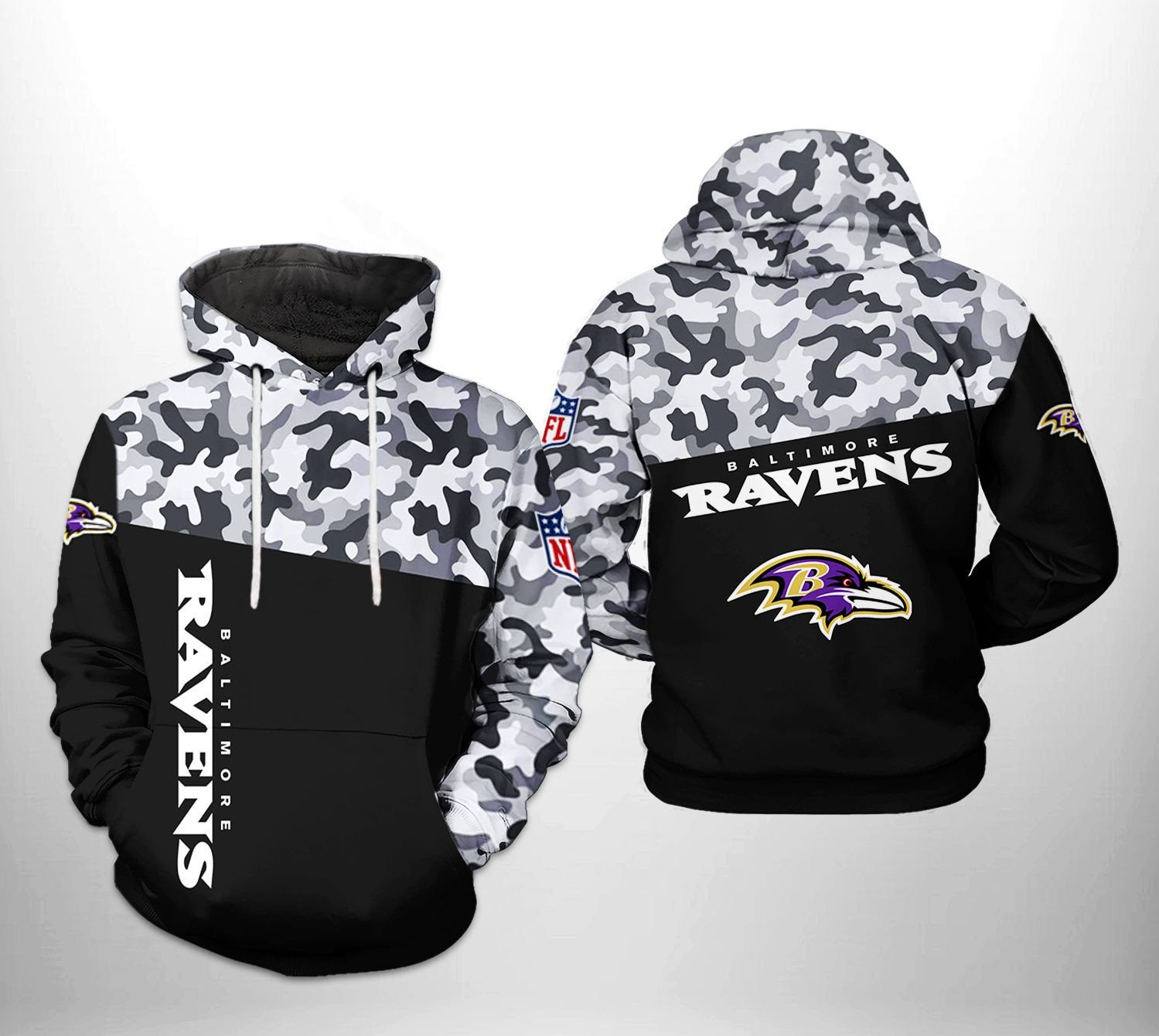 Baltimore Ravens Camo V1 NFL Football Team Hoodie
