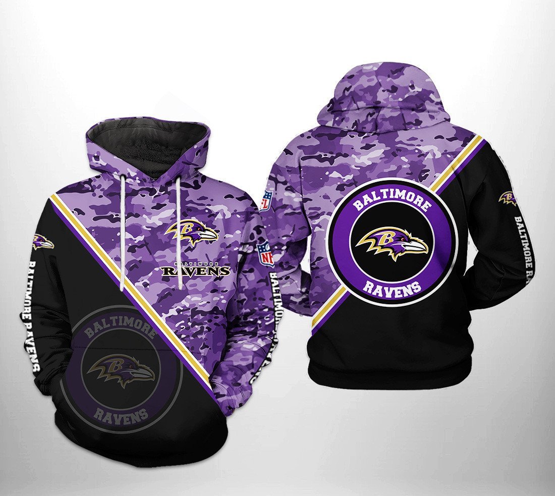 Baltimore Ravens Camo V2 NFL Football Team Hoodie