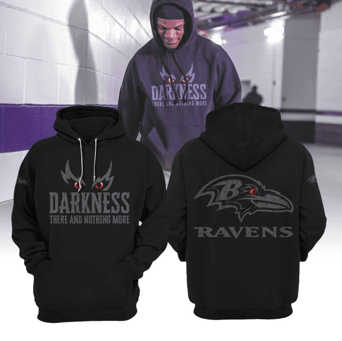 Baltimore Ravens Darkness NFL 3D Hoodie