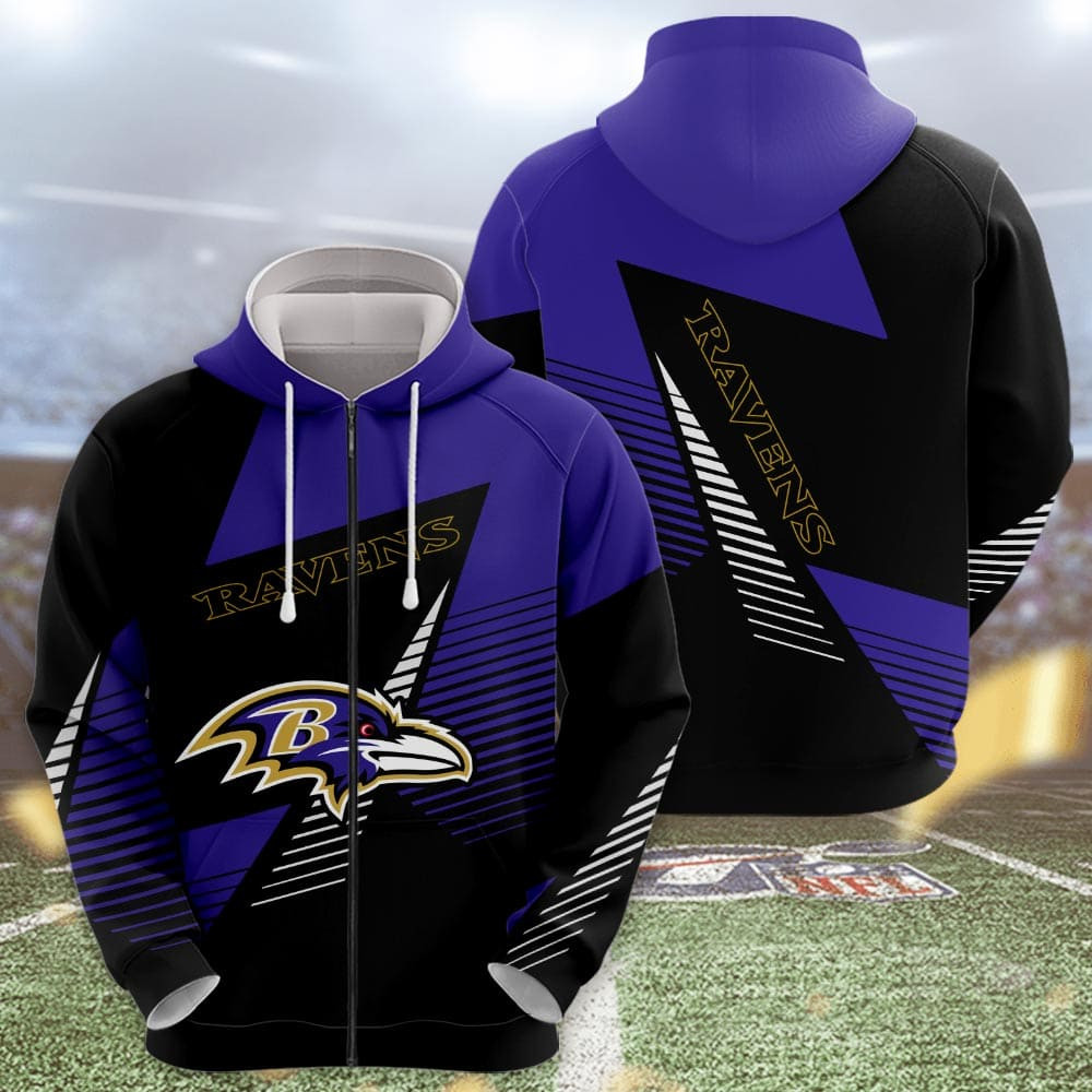 Baltimore Ravens Football Zip Personalized 3D printed Sweatshirt Hoodie Zipped Hoodie